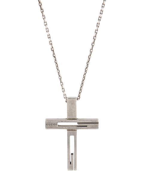 gucci white gold heart and diamond cross pendant|Gucci interlocking g pendant necklace.